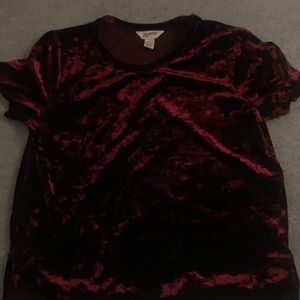 Wine Red Velvet Crop Top